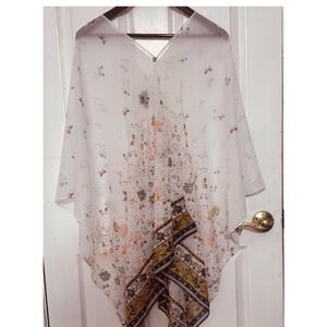 Candor New York City Butterfly Floral Poncho Sheer Boho Cover Up Top One Size